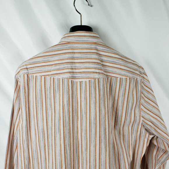 Tommy Bahama Mens Orange Pink Gray Stripe Long Sleeve Button Up Shirt Sz LG EUC - Picture 5 of 12